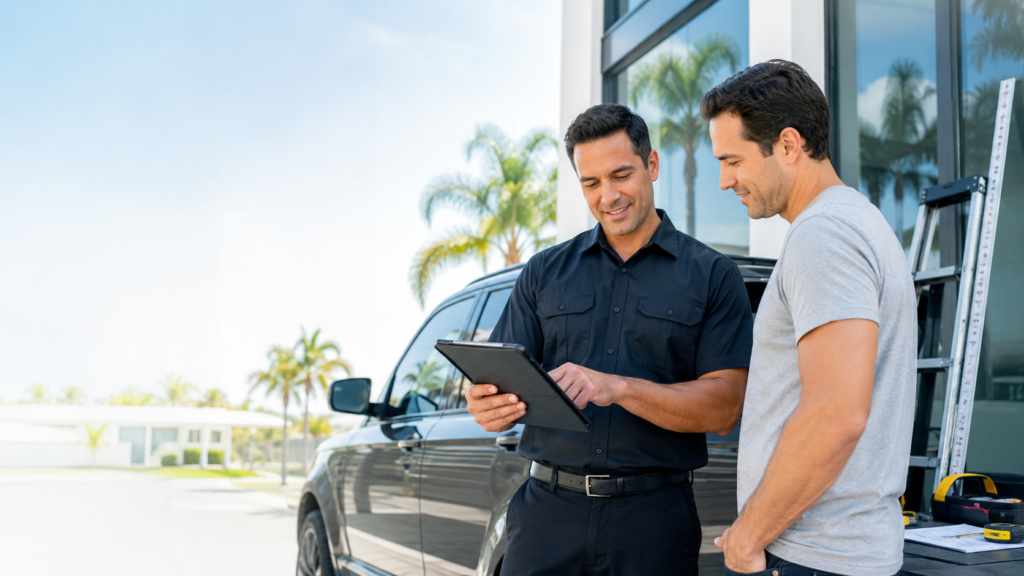 Outright Window Tinting consultation for estimate and appointment review