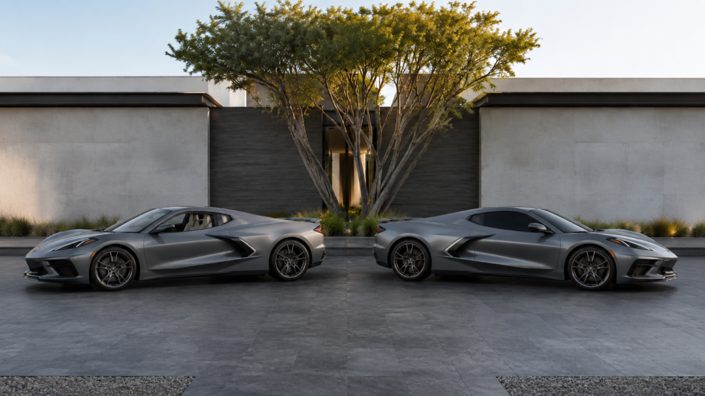Sports car clear glass and tinted glass comparison